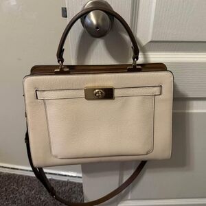 Coach Cream and Brown Shoulder Bag